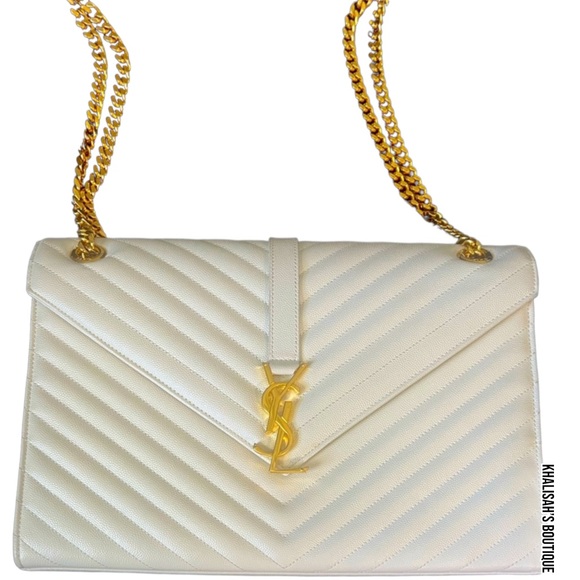 Rare YSL Saint Laurent Monogram Envelope Matelasse Chevron Large Bag MSRP $3,472 - Picture 10 of 17
